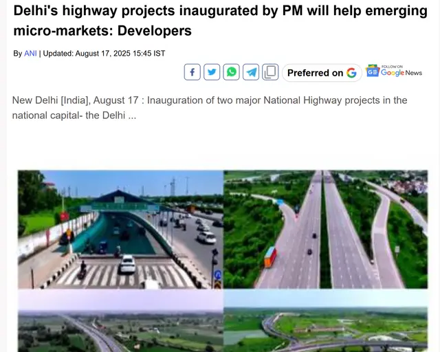 Delhi's highway projects inaugurated by PM will help emerging micro-markets: Developers